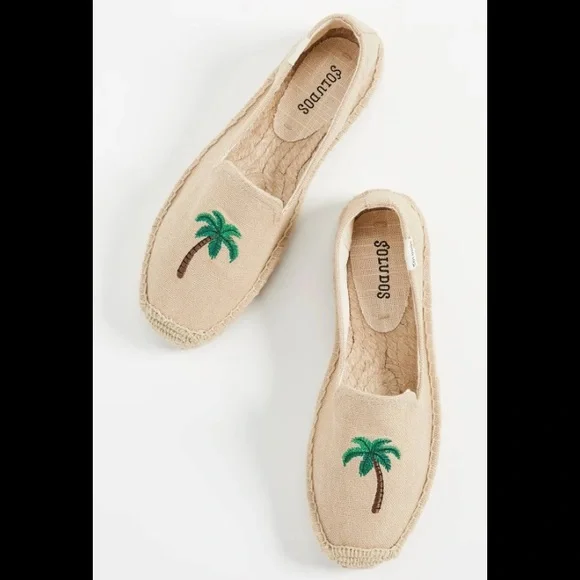 Soludos Palm Tree Smoking Slippers in Safari Embroidered Espadrilles, si… - Picture 2 of 14